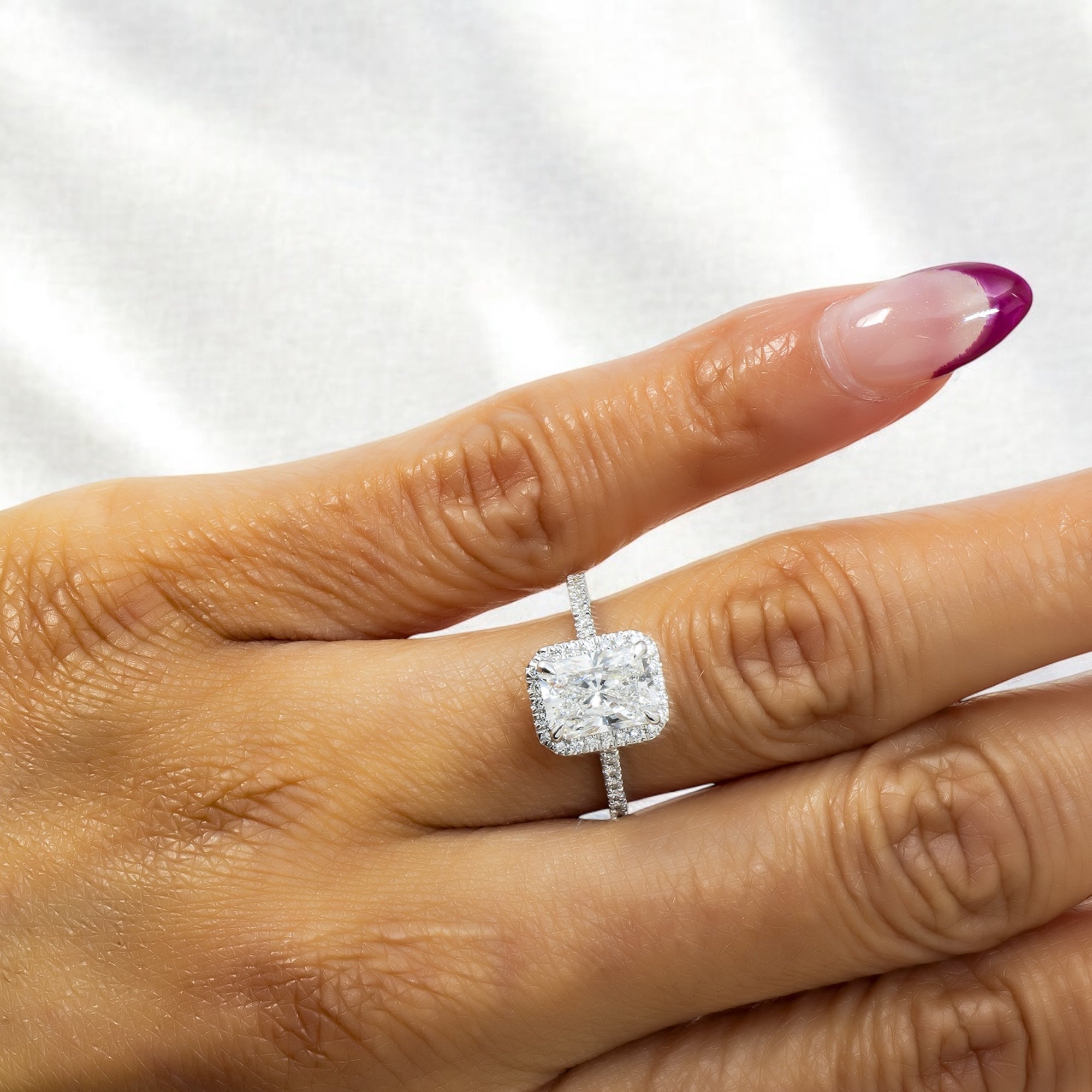 14K GOLD RADIANT CUT HALO LAB DIAMOND ENGAGEMENT RING 4.29 CTW