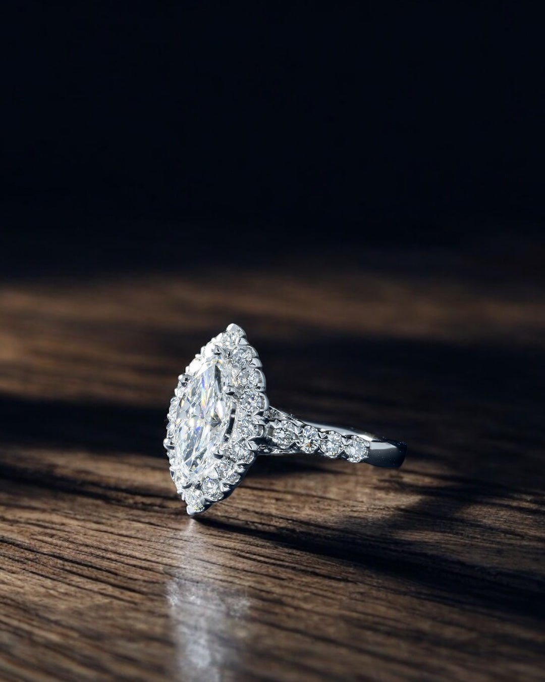 14K GOLD MARQUISE CUT LAB DIAMOND ENGAGEMENT RING 5.00 CT