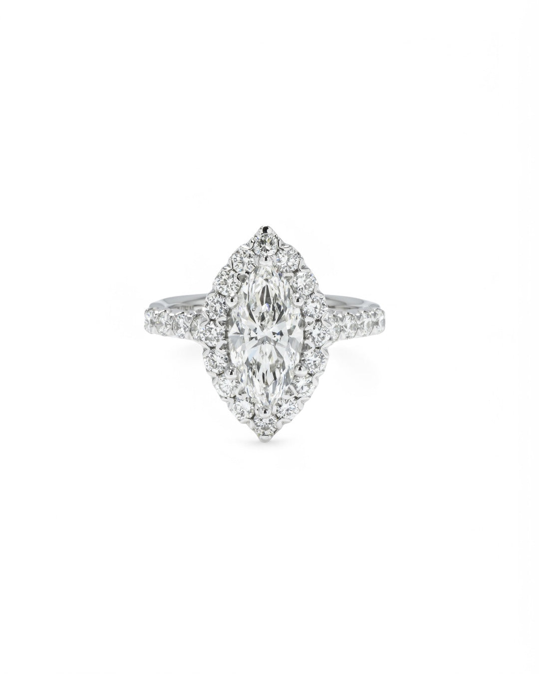 14K GOLD MARQUISE CUT LAB DIAMOND ENGAGEMENT RING 5.00 CT
