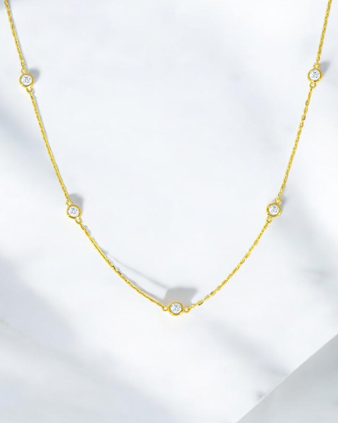 14K GOLD BEZEL SET DIAMOND BY THE YARD NECKLACE 1.00 CTW