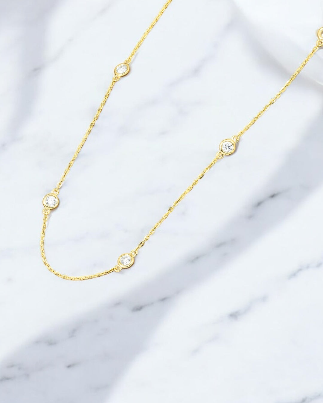 14K GOLD BEZEL SET DIAMOND BY THE YARD NECKLACE 1.00 CTW