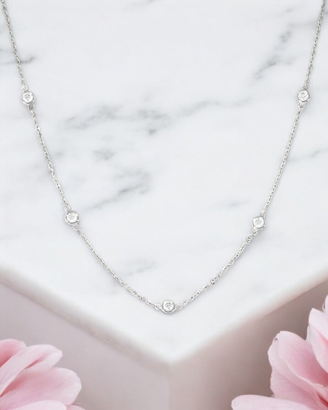 14K GOLD BEZEL SET DIAMOND BY THE YARD NECKLACE 1.00 CTW