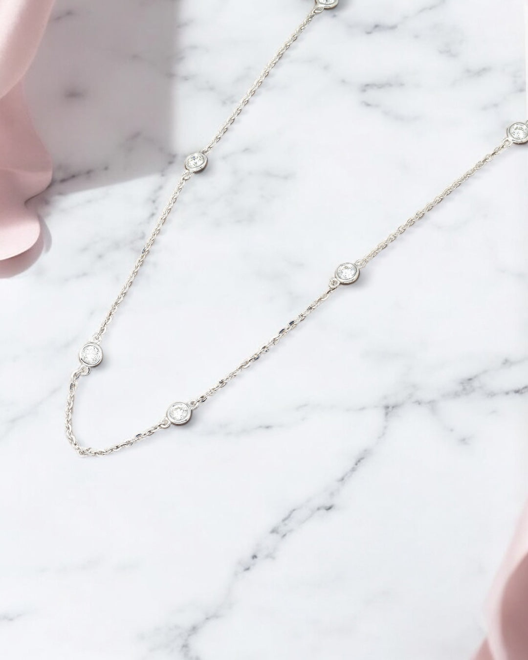 14K GOLD BEZEL SET DIAMOND BY THE YARD NECKLACE 1.00 CTW