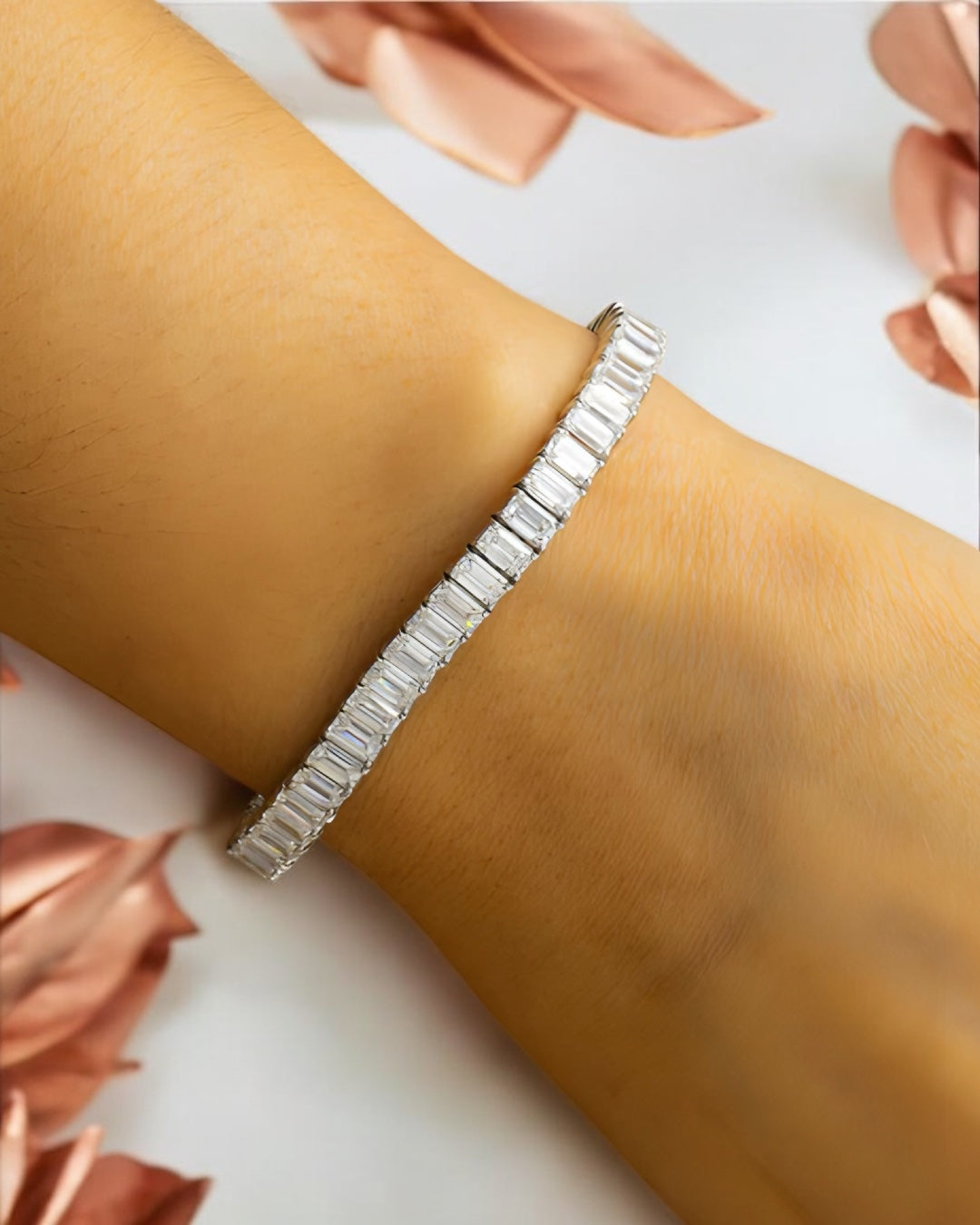 14K GOLD EMERALD CUT LAB DIAMOND TENNIS BRACELET 16.84 CT