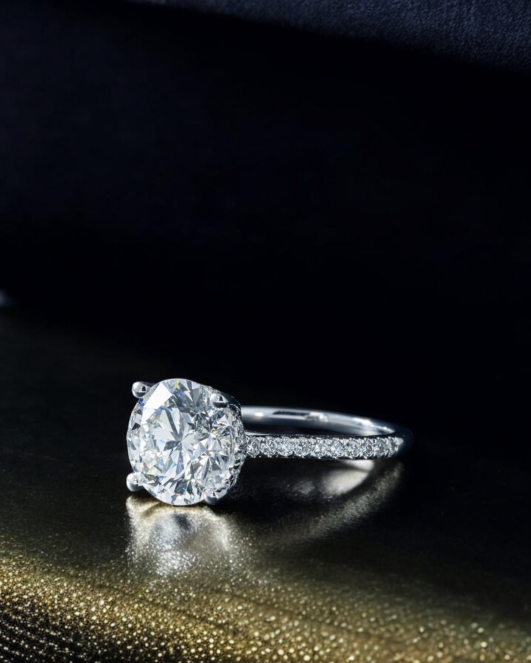 14K GOLD ROUND CUT LAB DIAMOND ENGAGEMENT RING 4.33 CTW