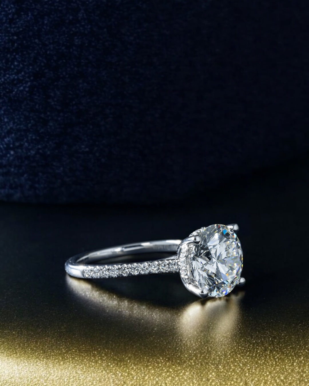 14K GOLD ROUND CUT LAB DIAMOND ENGAGEMENT RING 4.33 CTW