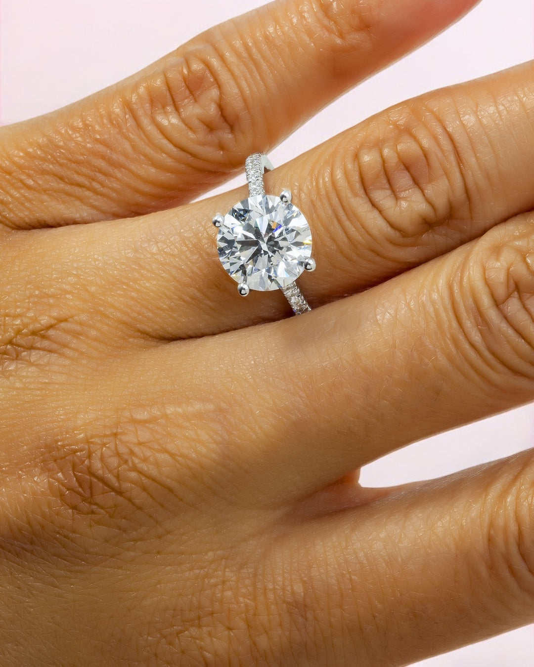 14K GOLD ROUND CUT LAB DIAMOND ENGAGEMENT RING 4.33 CTW