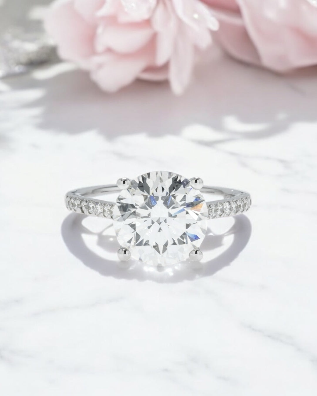 14K GOLD ROUND CUT LAB DIAMOND ENGAGEMENT RING 4.33 CTW