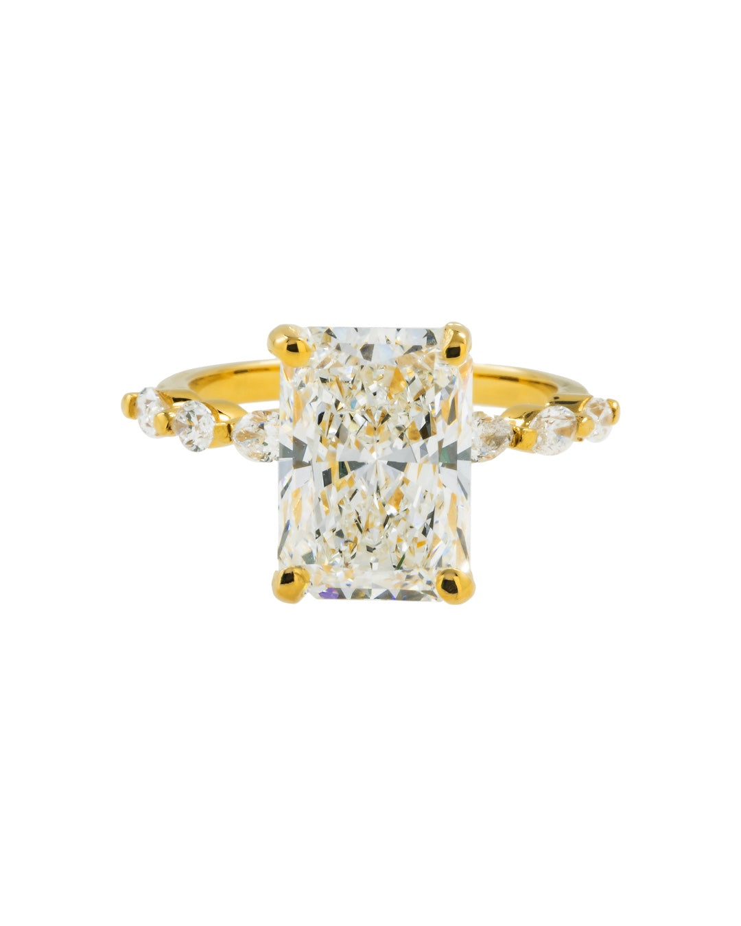 14K GOLD DAINTY RADIANT CUT LAB DIAMOND ENGAGEMENT RING 3.20 CTW