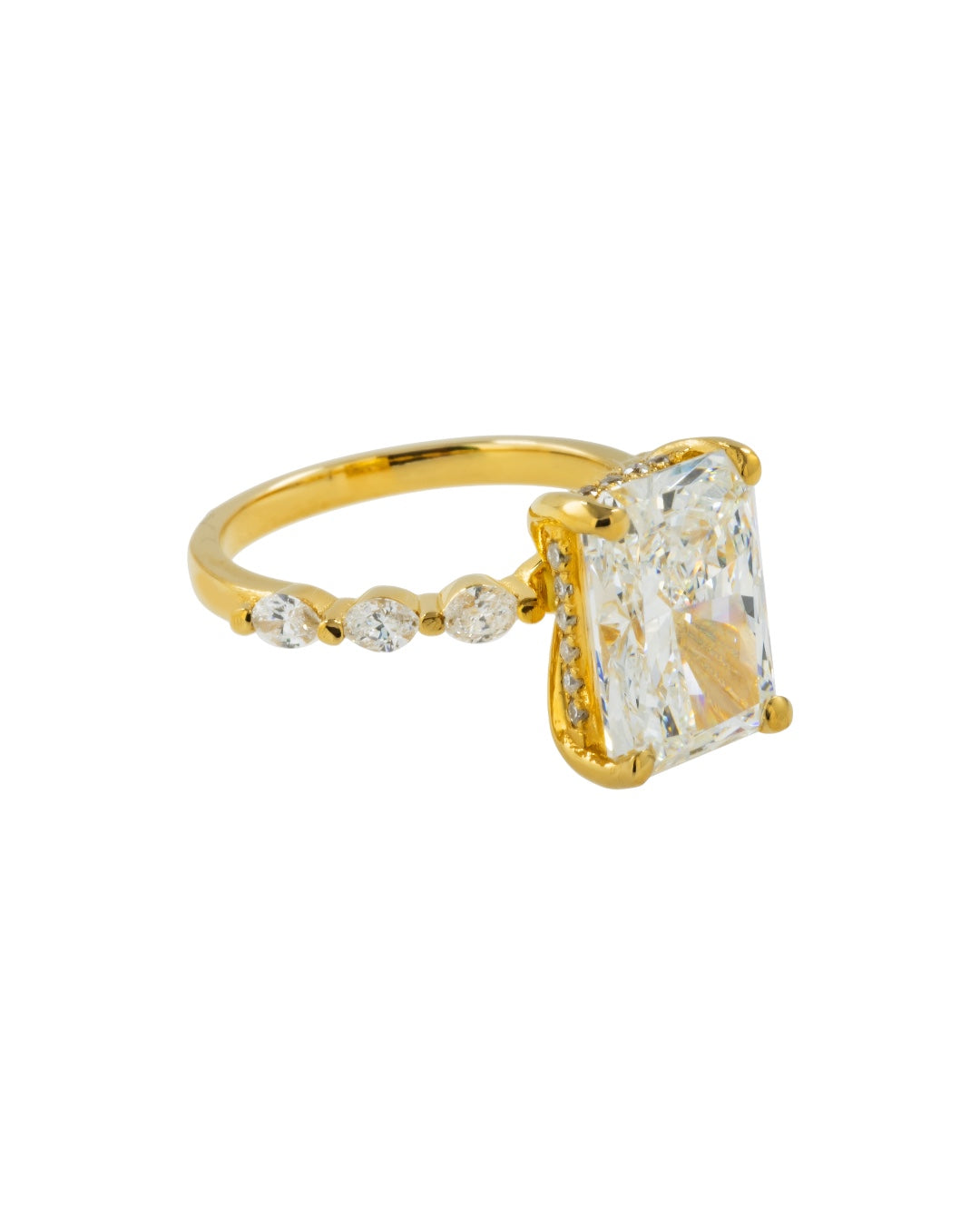 14K GOLD DAINTY RADIANT CUT LAB DIAMOND ENGAGEMENT RING 3.20 CTW