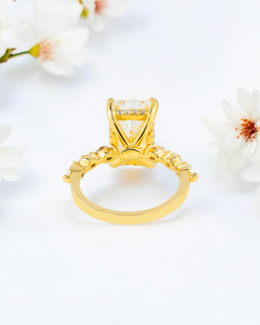 14K GOLD DAINTY RADIANT CUT LAB DIAMOND ENGAGEMENT RING 3.20 CTW