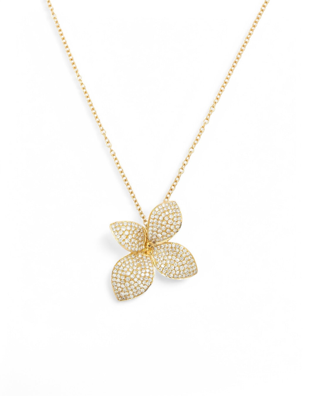 18K GOLD DIAMOND FLOWER NECKLACE 1.07 CTW