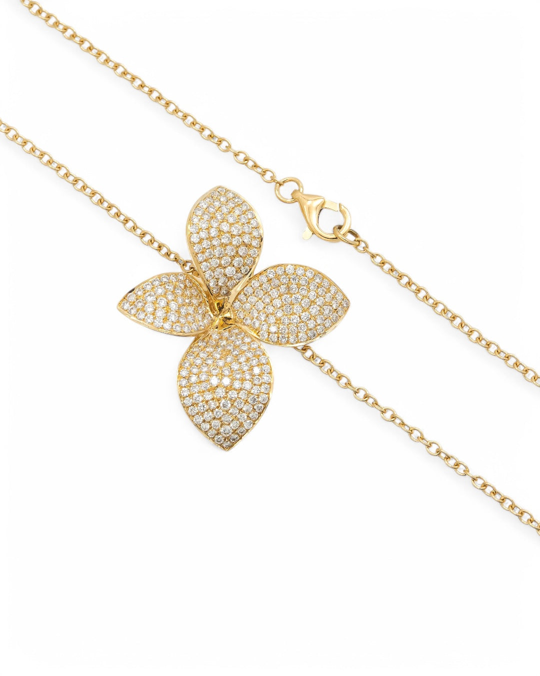 18K GOLD DIAMOND FLOWER NECKLACE 1.07 CTW