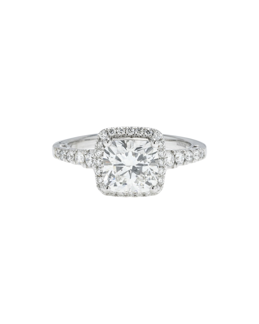 14K GOLD CUSHION CUT LAB DIAMOND ENGAGEMENT RING 4.39 CTW