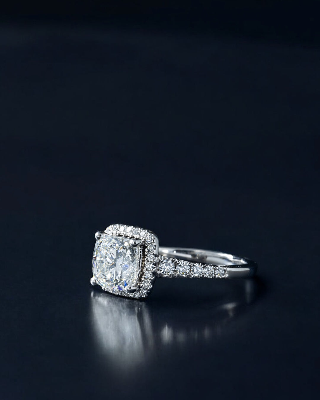 14K GOLD CUSHION CUT LAB DIAMOND ENGAGEMENT RING 4.39 CTW