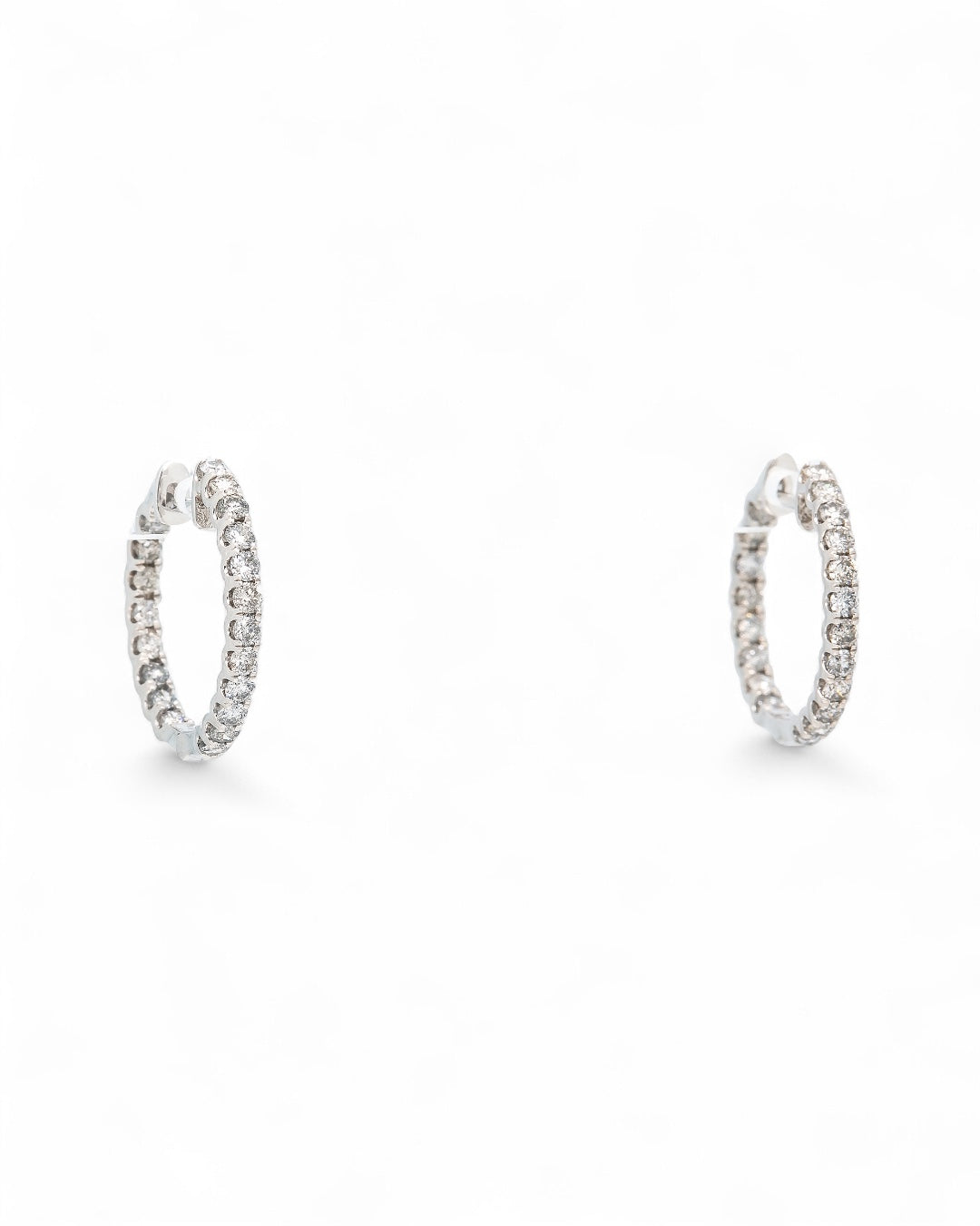 14K GOLD LAB DIAMOND HOOP EARRINGS 1.00 CTW