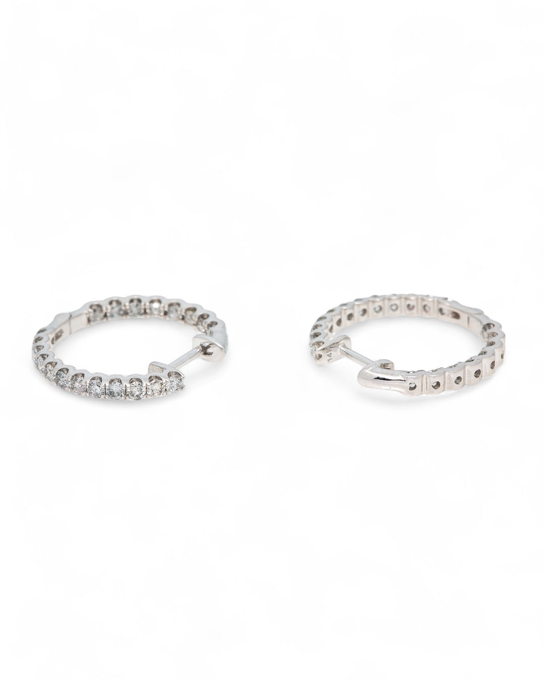 14K GOLD LAB DIAMOND HOOP EARRINGS 1.00 CTW