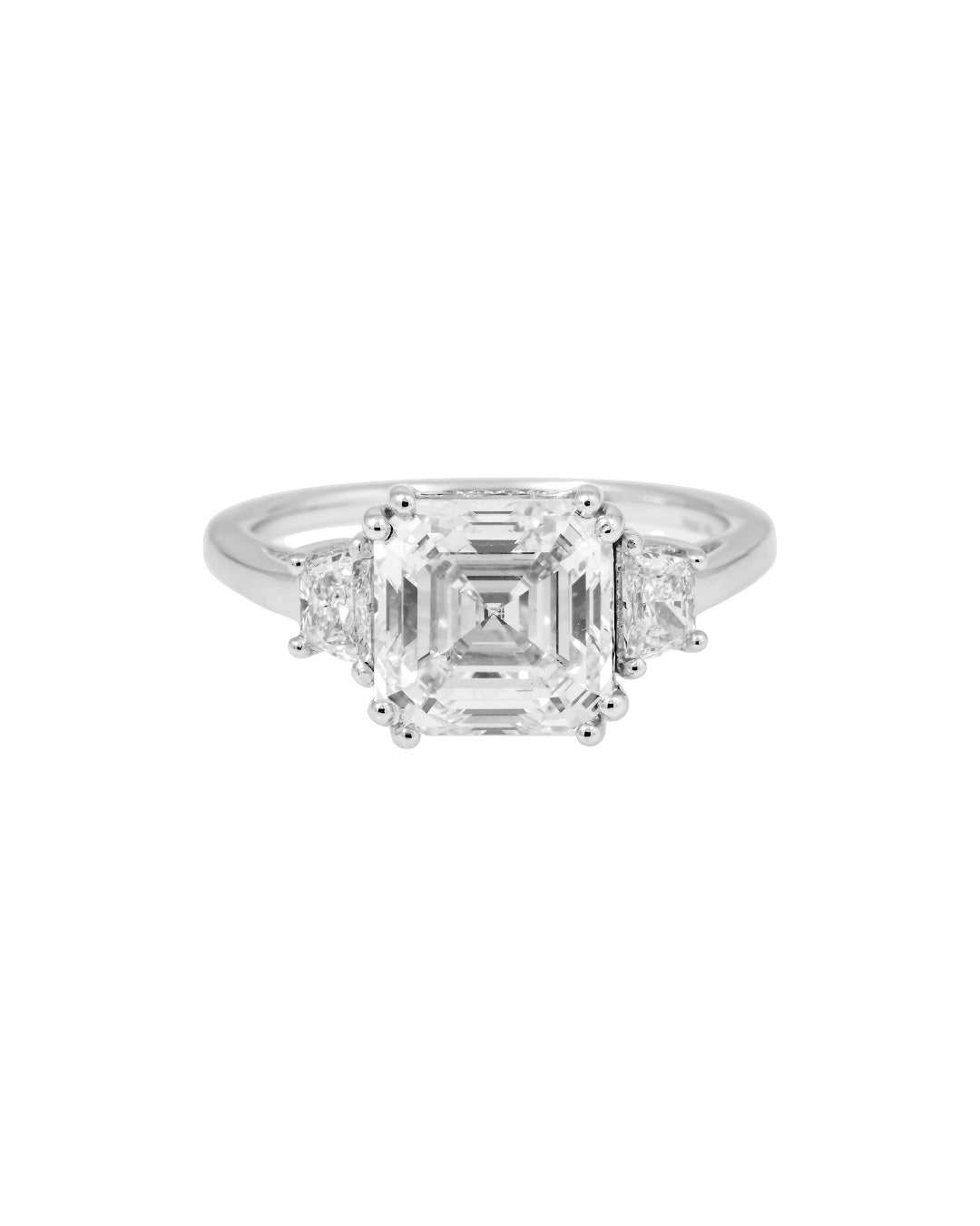 18K GOLD ASSCHER CUT LAB DIAMOND ENGAGEMENT RING 4.04 CTW