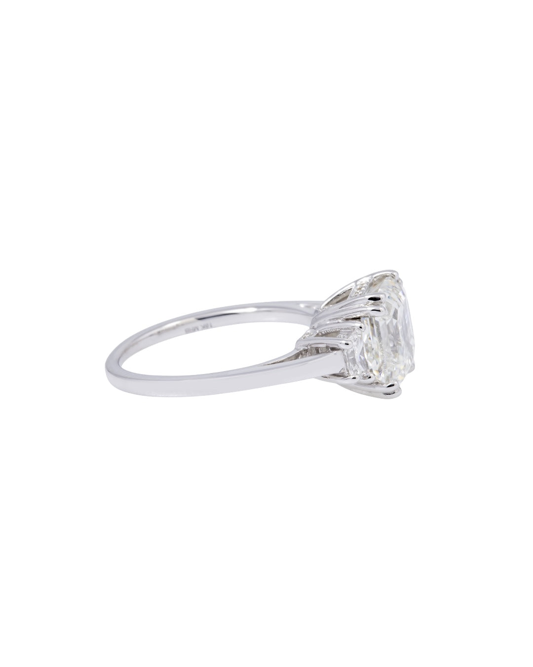 18K GOLD ASSCHER CUT LAB DIAMOND ENGAGEMENT RING 4.04 CTW