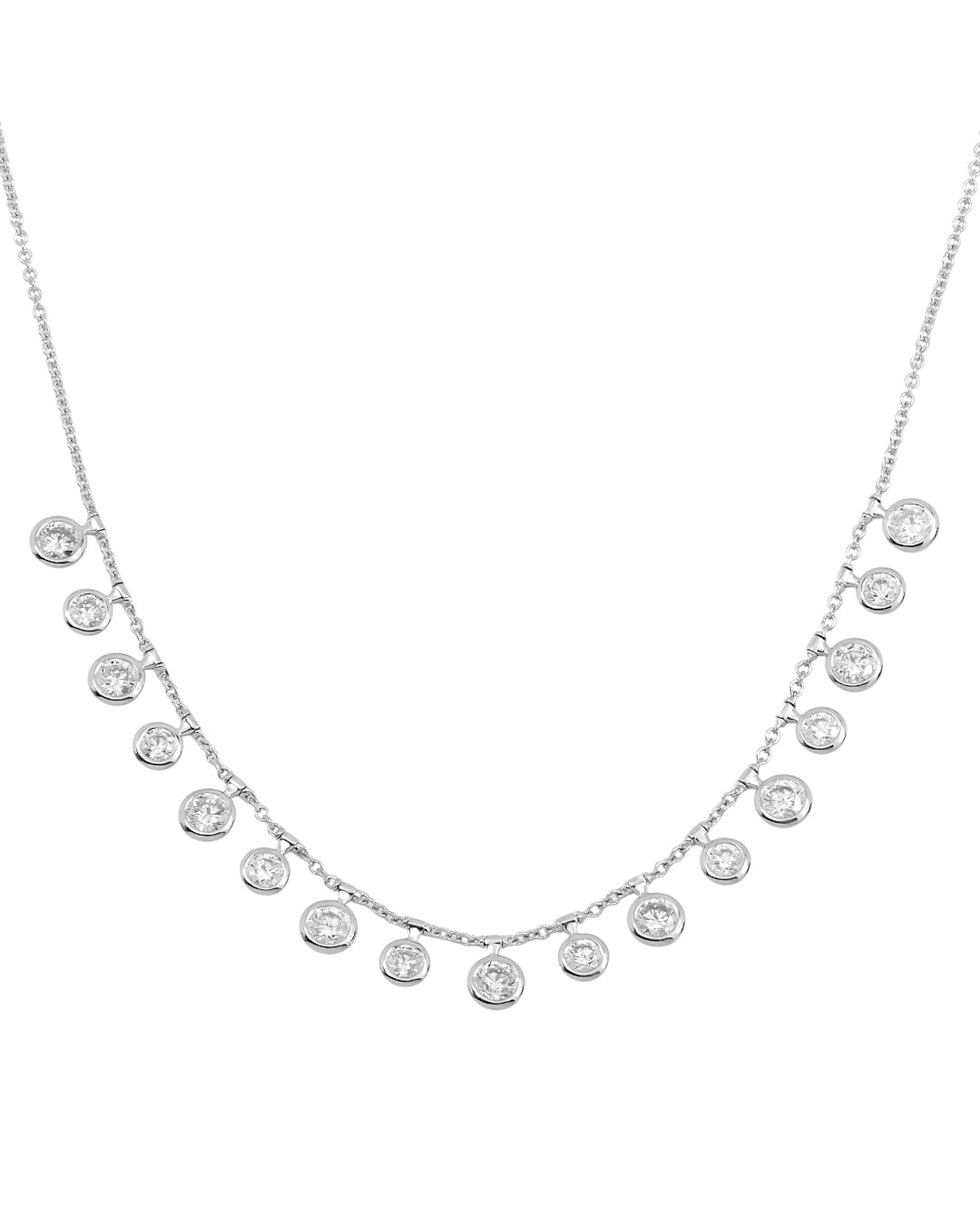 18K GOLD ROUND DIAMOND CIRCLES NECKLACE 4.45 CT