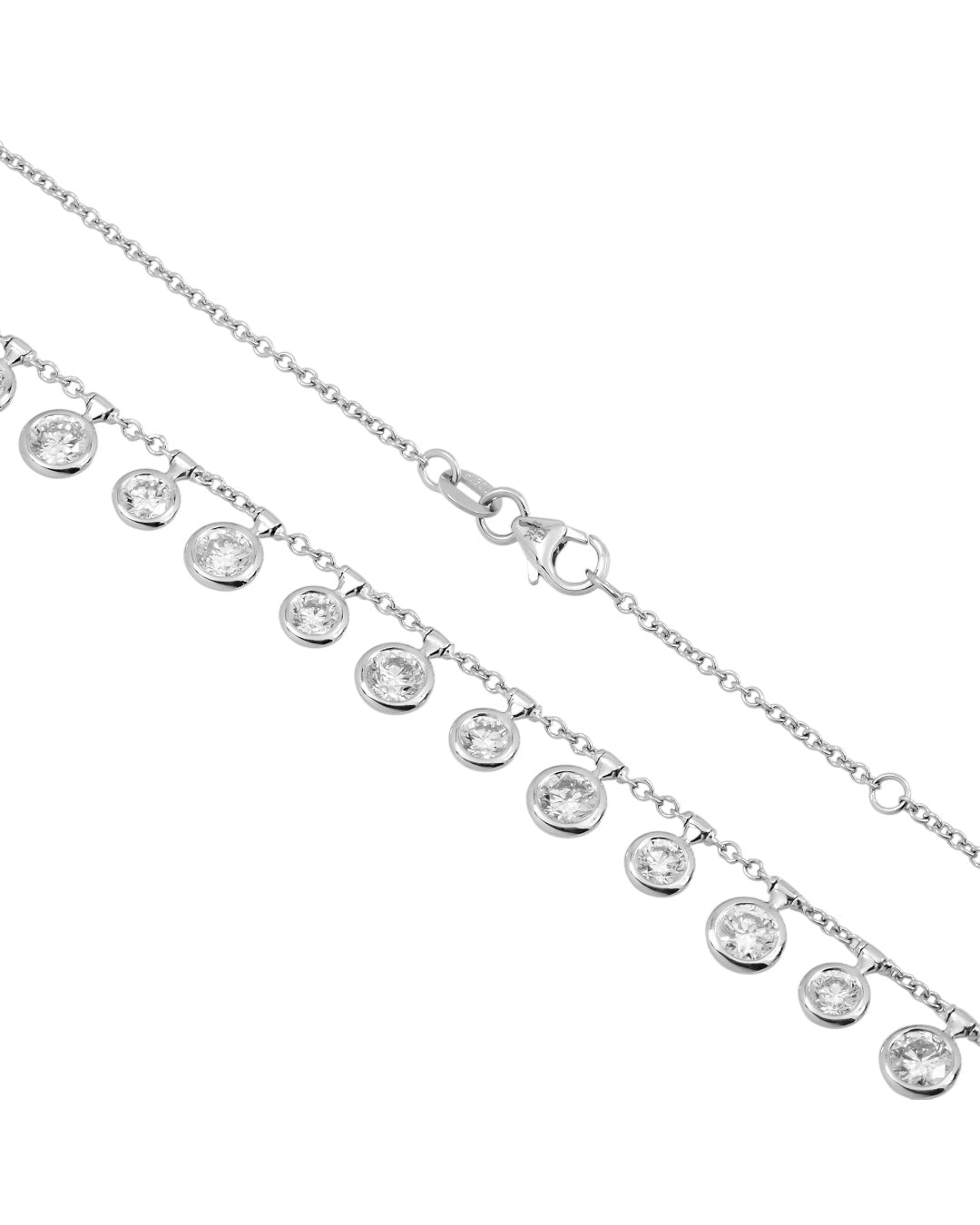 18K GOLD ROUND DIAMOND CIRCLES NECKLACE 4.45 CT