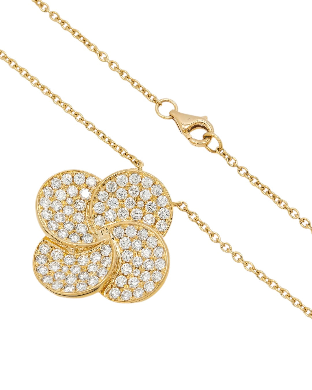 18K GOLD DIAMOND FLOWER NECKLACE 1.77 CTW