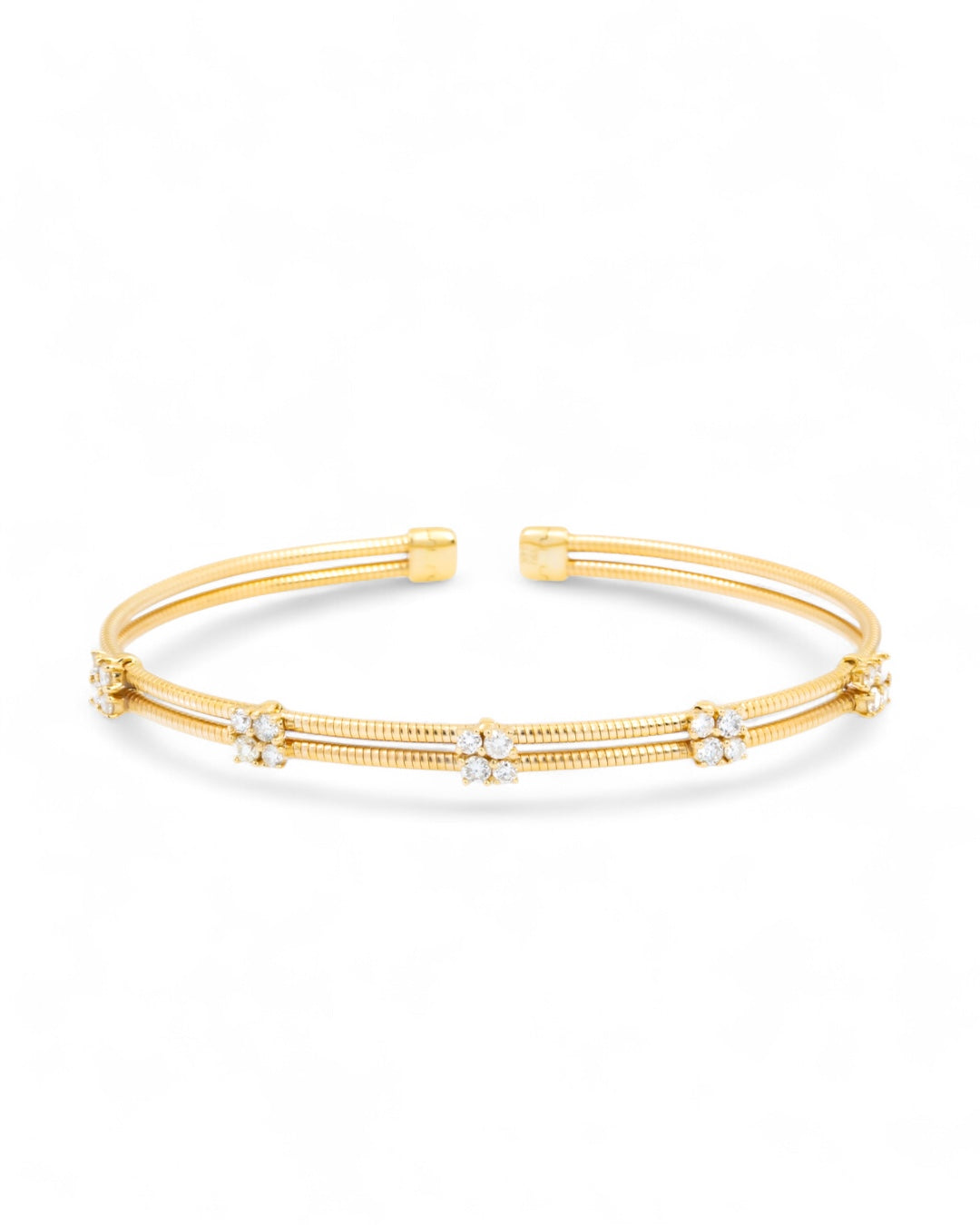 14K GOLD LAB DIAMOND BANGLE BRACELET 0.68CT