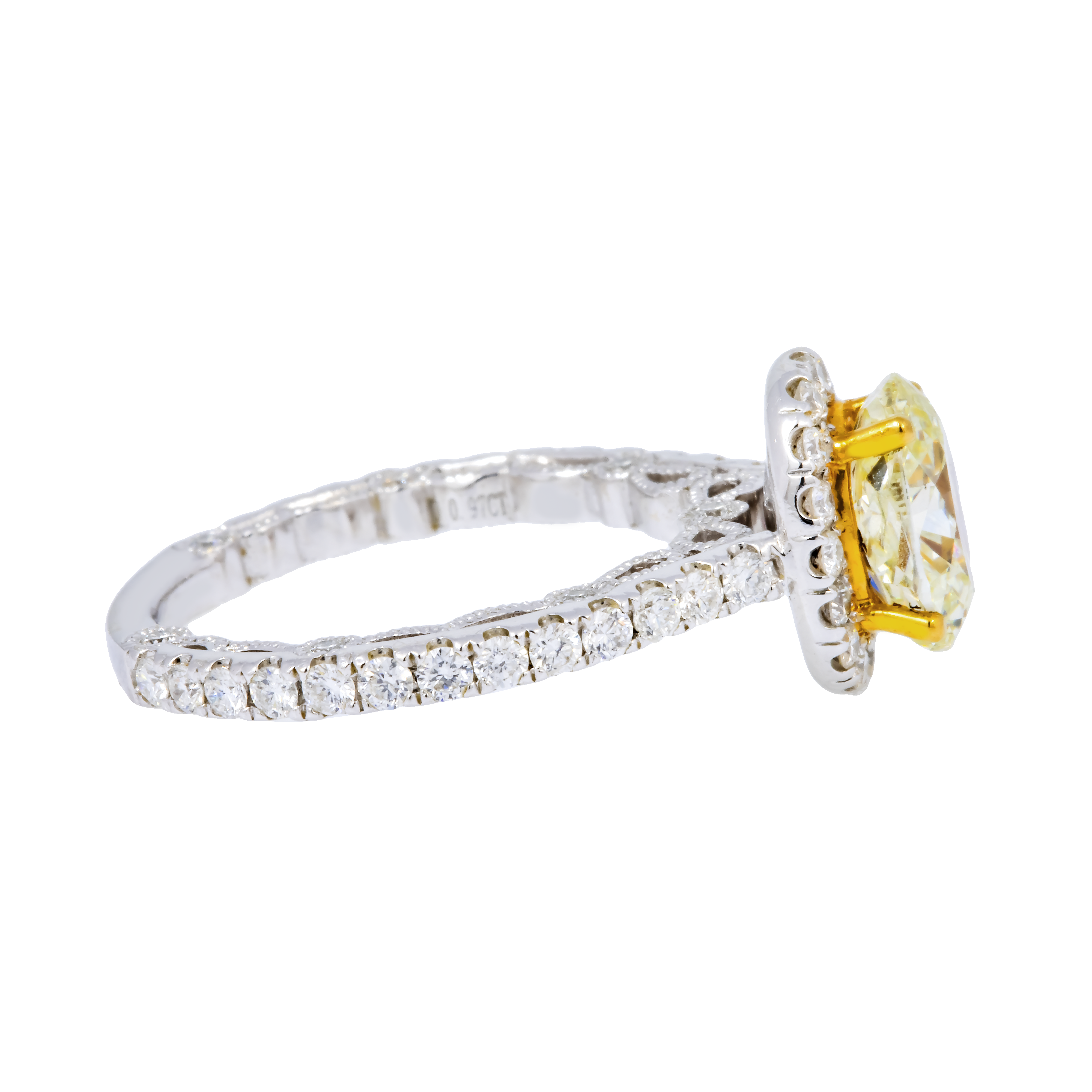 18K GOLD OVAL YELLOW LAB DIAMOND HALO ENGAGEMENT RING 2.99 CTW