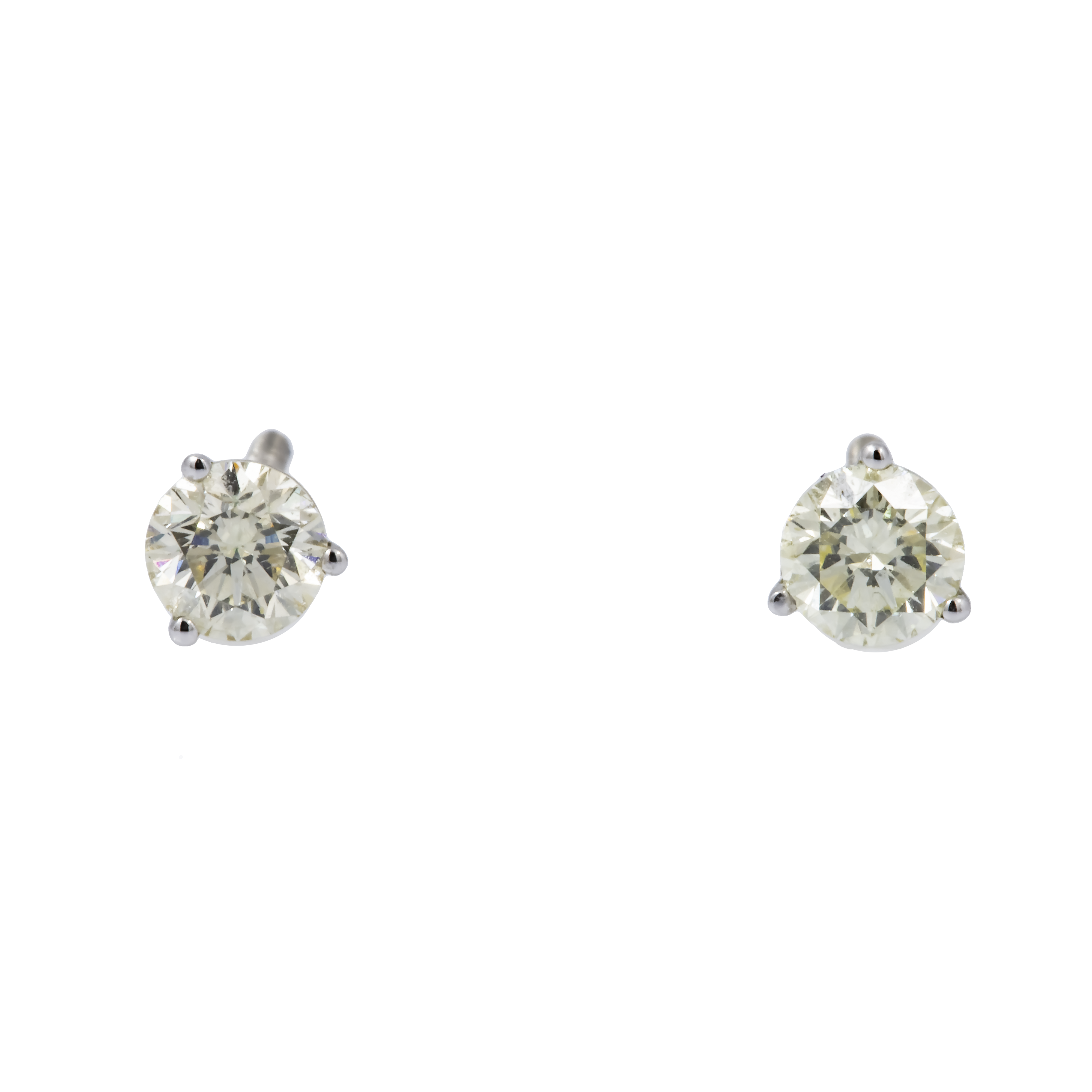 14K GOLD YELLOW SOLITAIRE LAB DIAMOND STUD EARRINGS 0.38 CTW
