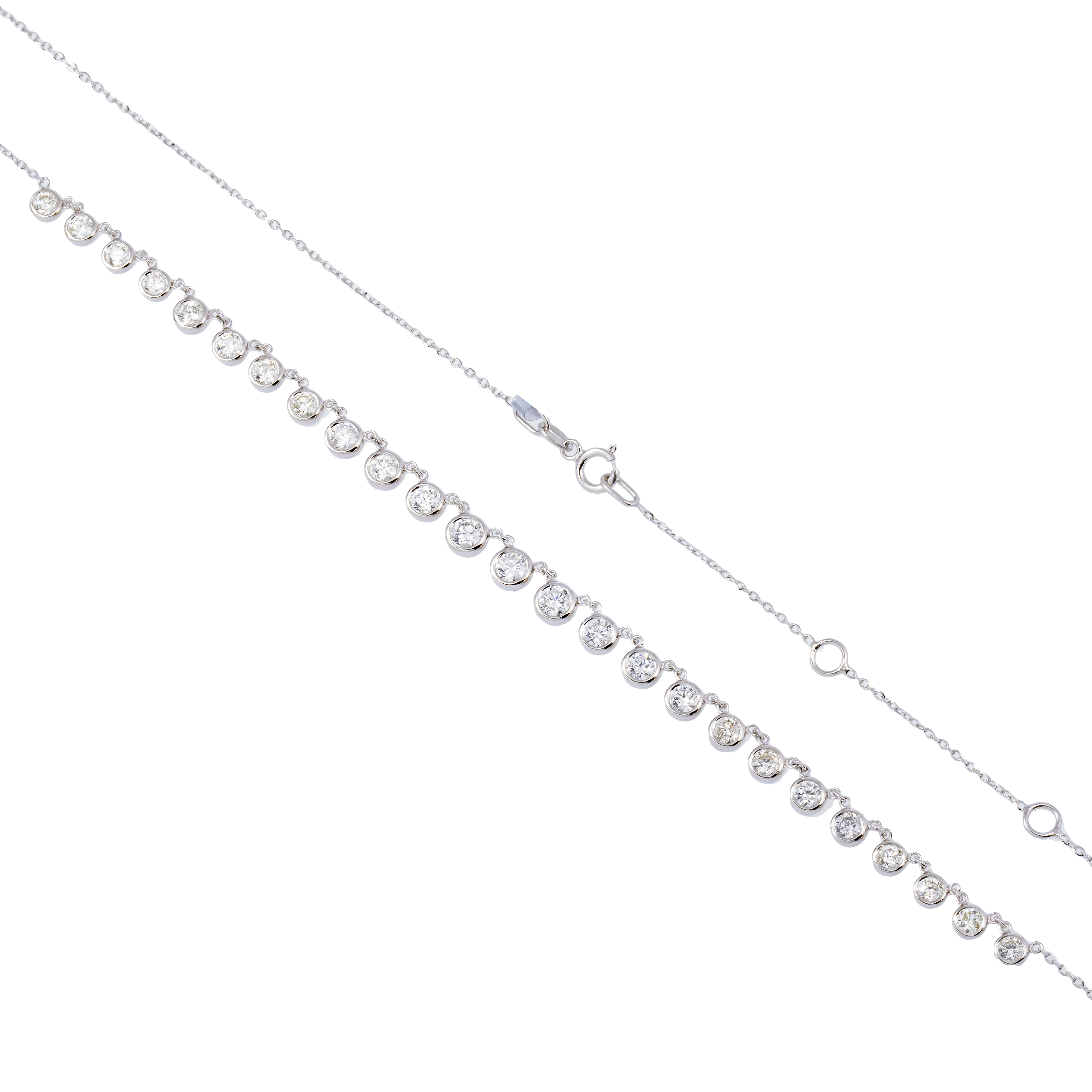 14K GOLD ROUND DIAMOND BEZEL NECKLACE 1.85 CT