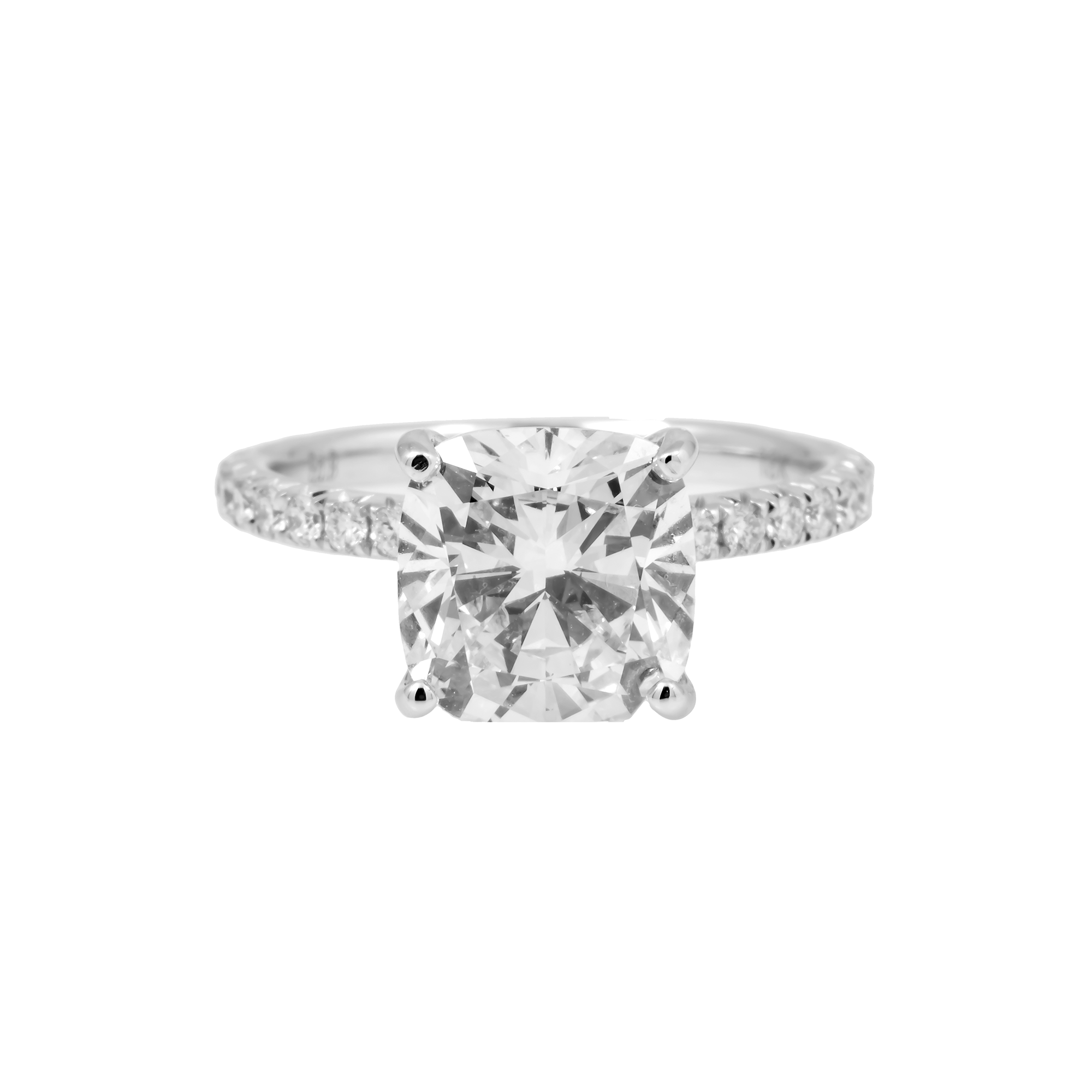 18K GOLD CUSHION CUT LAB DIAMOND ENGAGEMENT RING 3.93 CTW