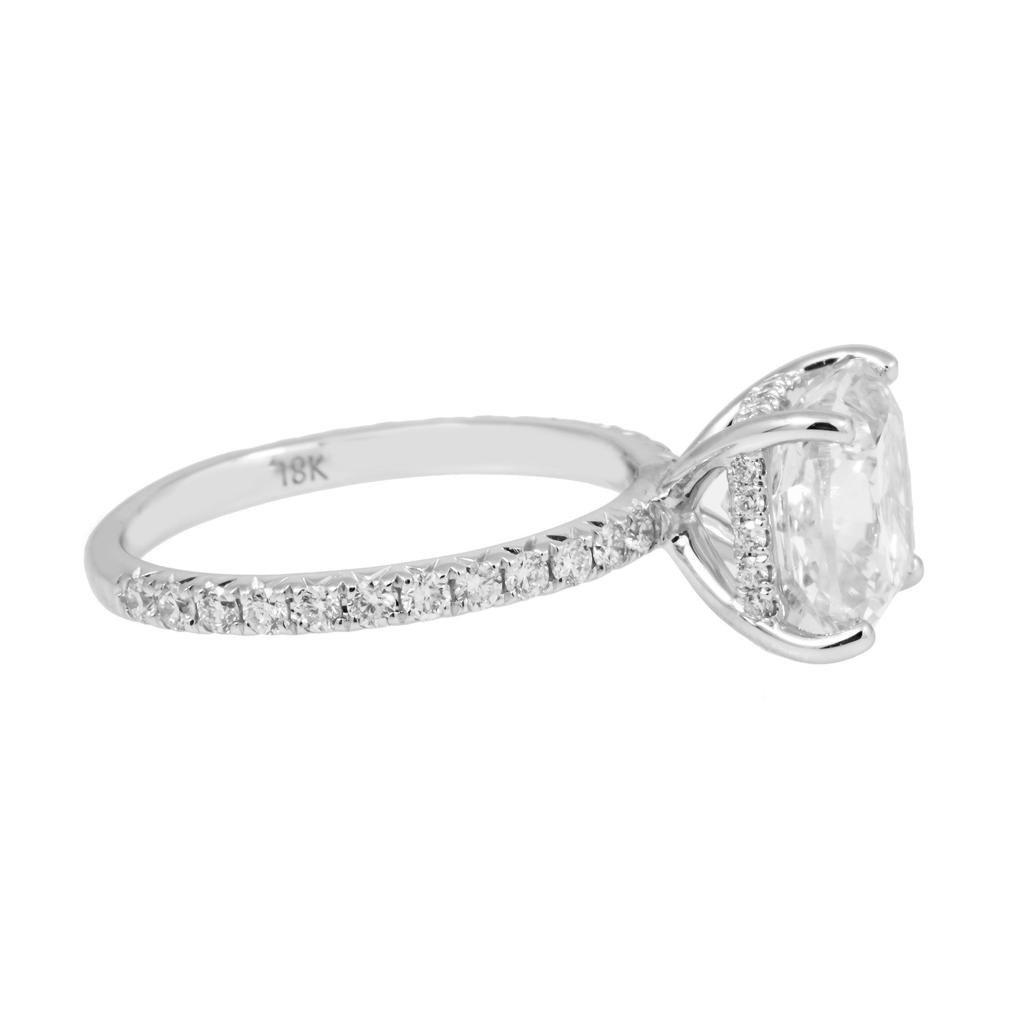 18K GOLD CUSHION CUT LAB DIAMOND ENGAGEMENT RING 3.93 CTW