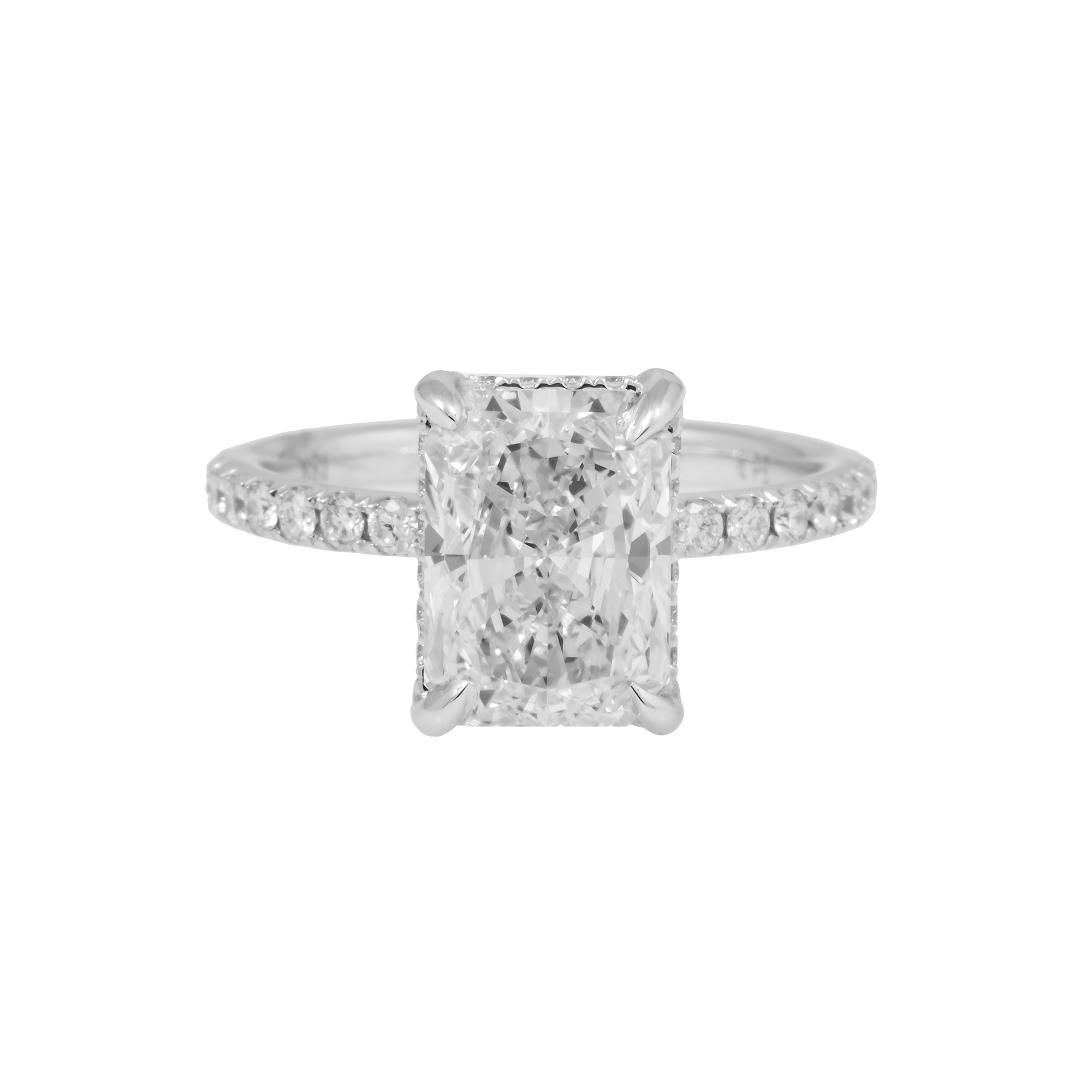 18K GOLD RADIANT CUT LAB DIAMOND ENGAGEMENT RING 3.76 CTW