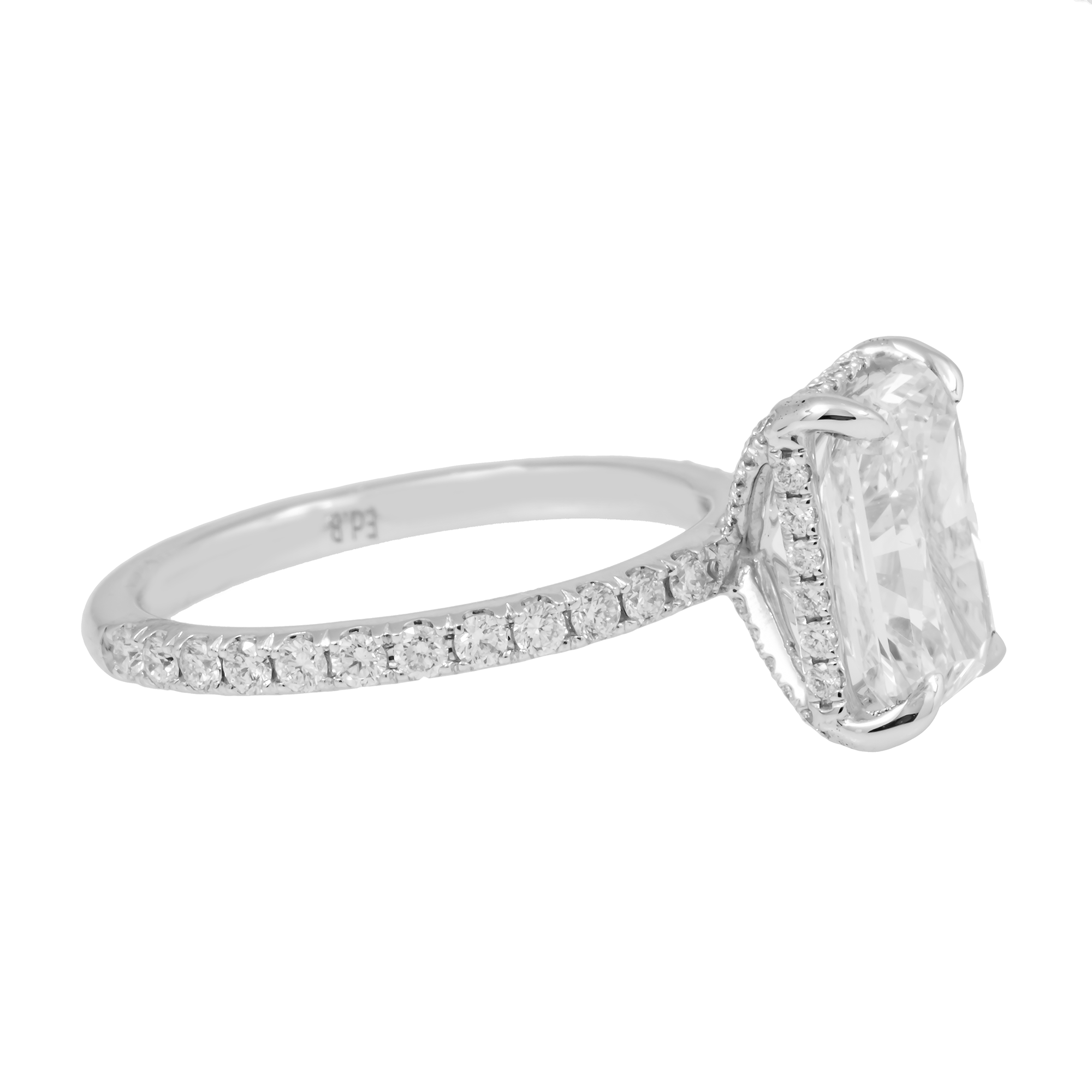 18K GOLD RADIANT CUT LAB DIAMOND ENGAGEMENT RING 3.76 CTW